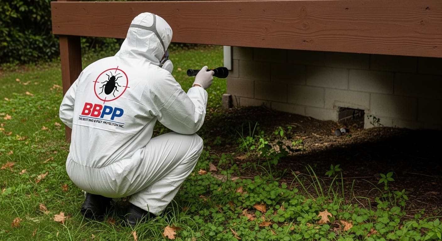 Technician inspecting for Mice in Residential area (1)